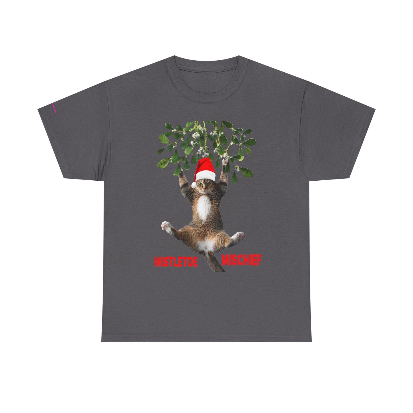 Christmas Cat & Mistletoe Tee — "Mistletoe Mischief" Holiday T-Shirt