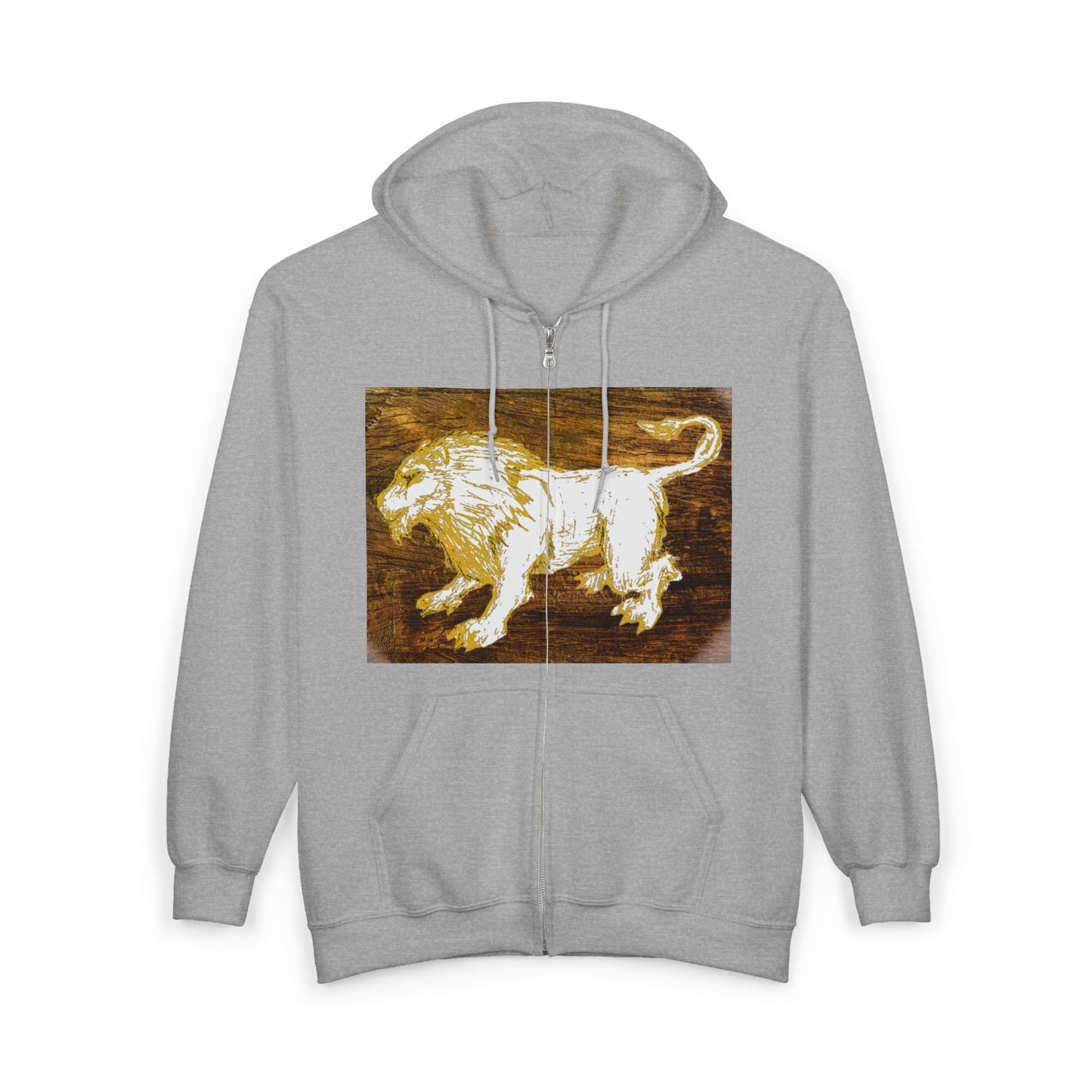 Majestic Lion Zip-Up Sweatshirt - Unisex Full Zip Hoodie, Animal Lover Gift, Warm Outerwear, Birthday, Wildlife Apparel, Adventure Gear