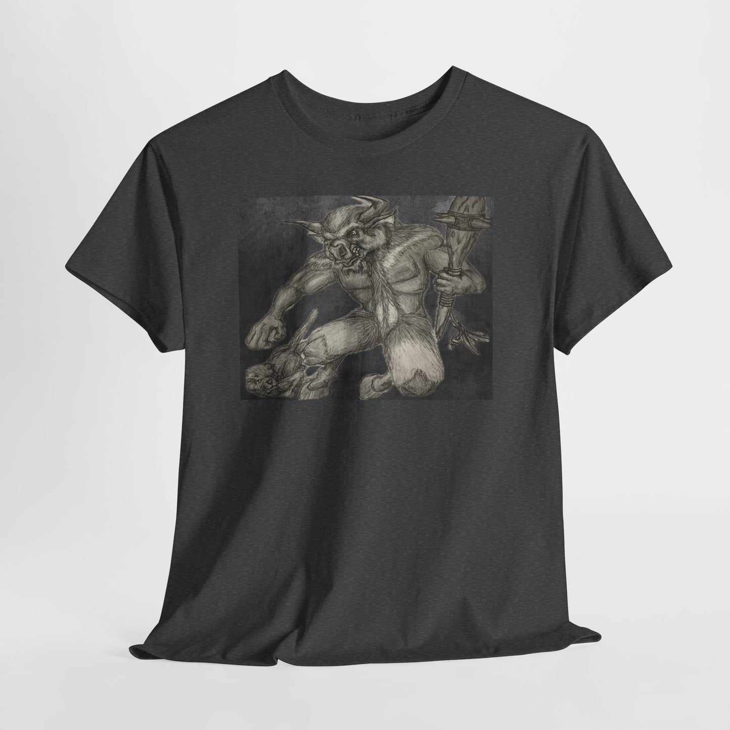 Bull Warrior With Kitten B & W design Unisex Tee