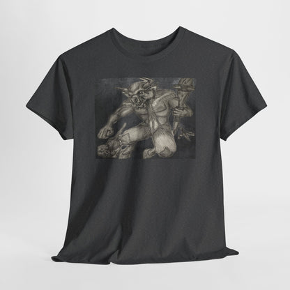 Bull Warrior With Kitten B & W design Unisex Tee