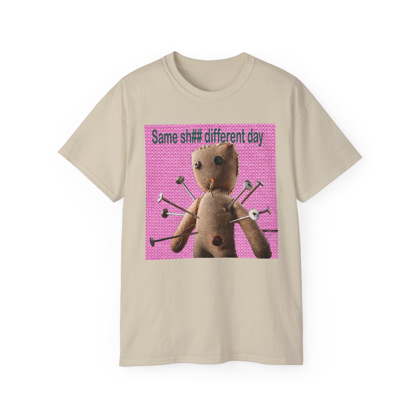 Voodoo Doll Humor Tee, Fun Statement T-Shirt for Everyday Wear, Gift for Friends, Casual Style, Quirky Graphic Shirt, Perfect for Parties