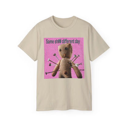 Voodoo Doll Humor Tee, Fun Statement T-Shirt for Everyday Wear, Gift for Friends, Casual Style, Quirky Graphic Shirt, Perfect for Parties