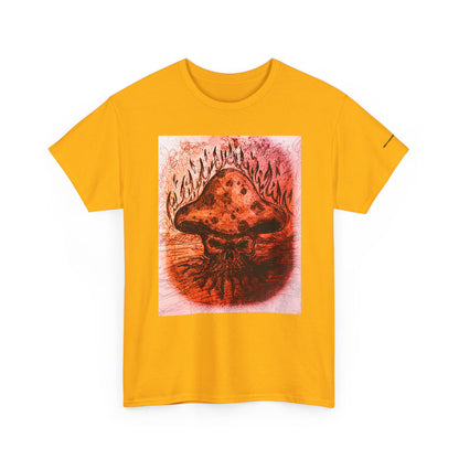 Mushroom Flame T‑Shirt — Psychedelic Burning Mushroom Graphic Tee
