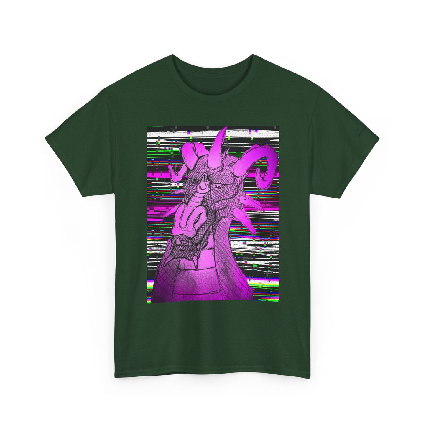 Vaporwave Dragon T-Shirt — Glitch Art Neon Purple Dragon Tee