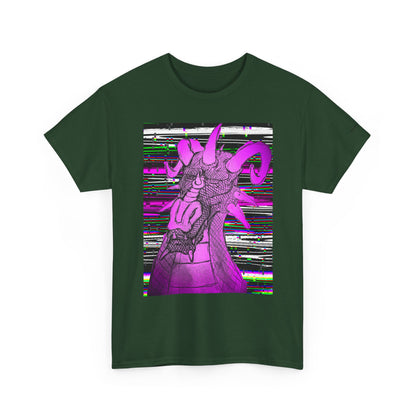 Vaporwave Dragon T-Shirt — Glitch Art Neon Purple Dragon Tee