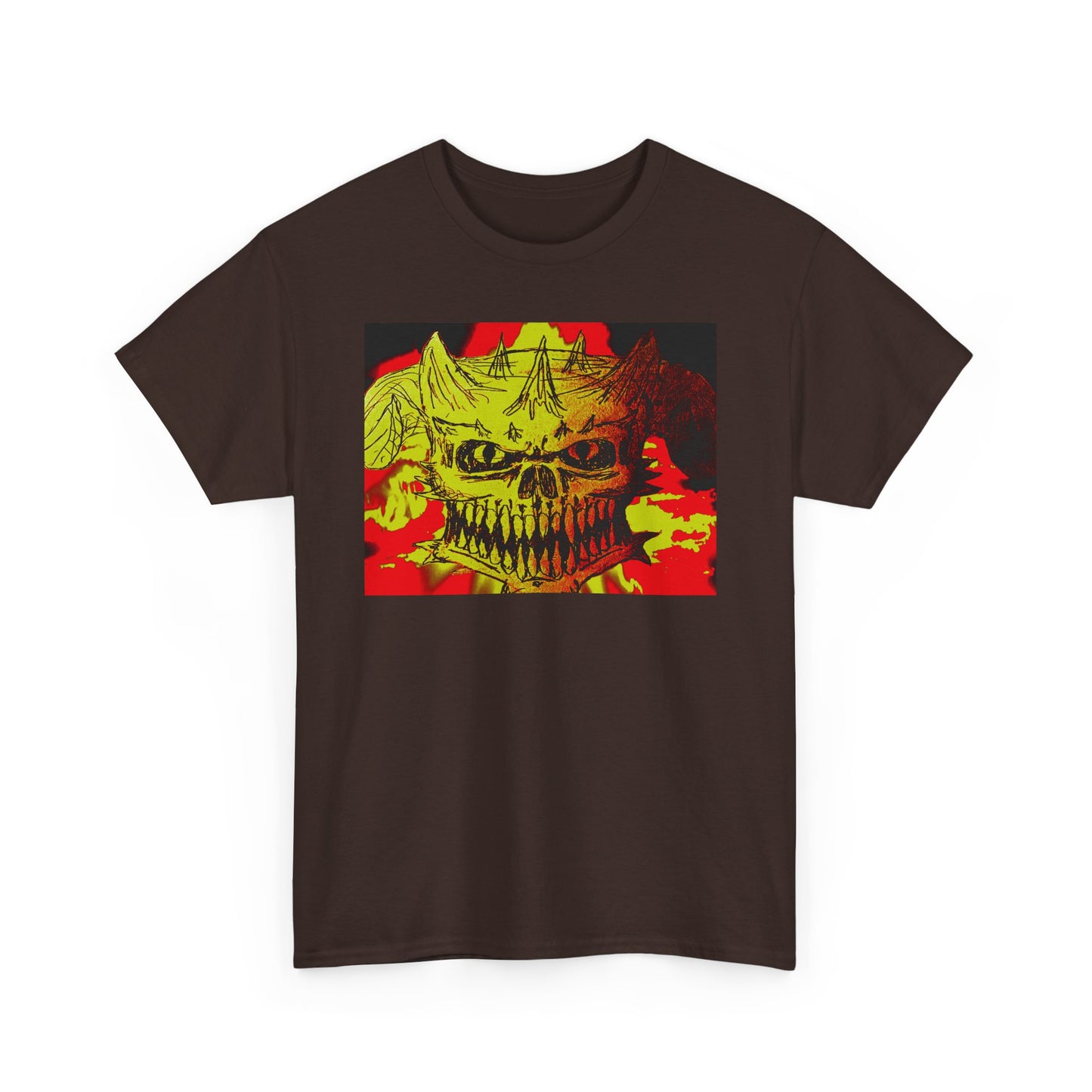 Skull Flame Graphic Tee — Neon Horror Skull T-Shirt