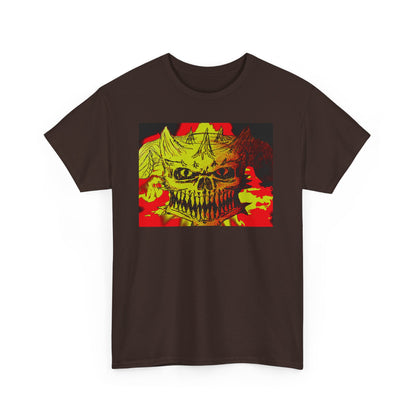 Skull Flame Graphic Tee — Neon Horror Skull T-Shirt