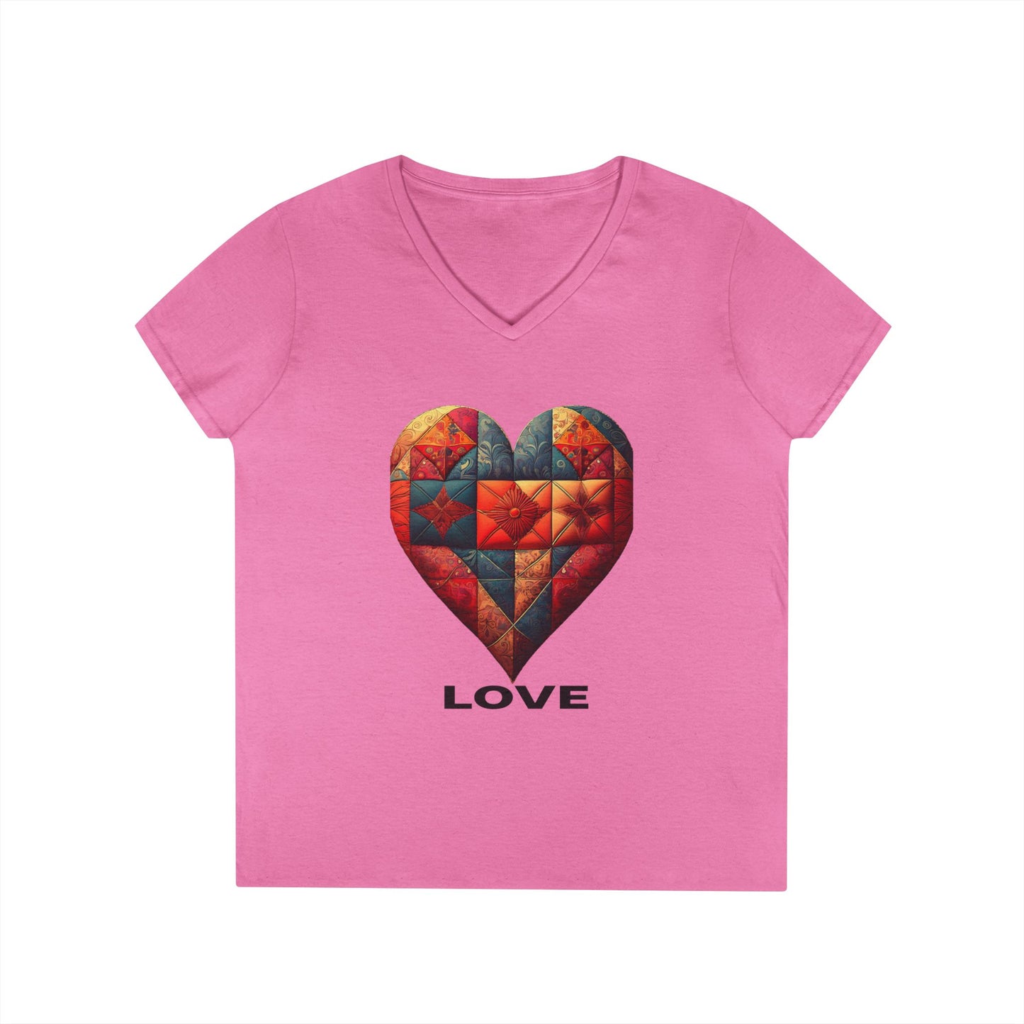 Love Patchwork Heart V-Neck Tee