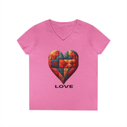 Love Patchwork Heart V-Neck Tee