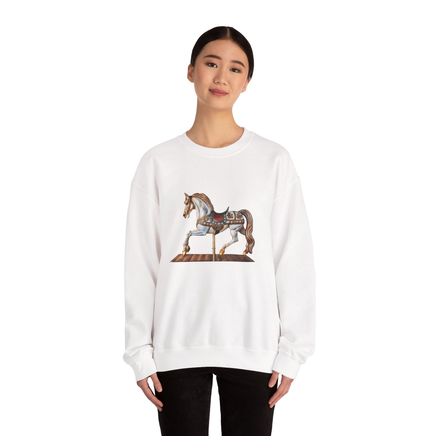 Vintage Carousel Horse Crewneck Sweatshirt, Cozy Sweatshirt, Equestrian Gift