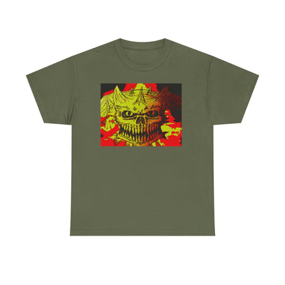 Skull Flame Graphic Tee — Neon Horror Skull T-Shirt