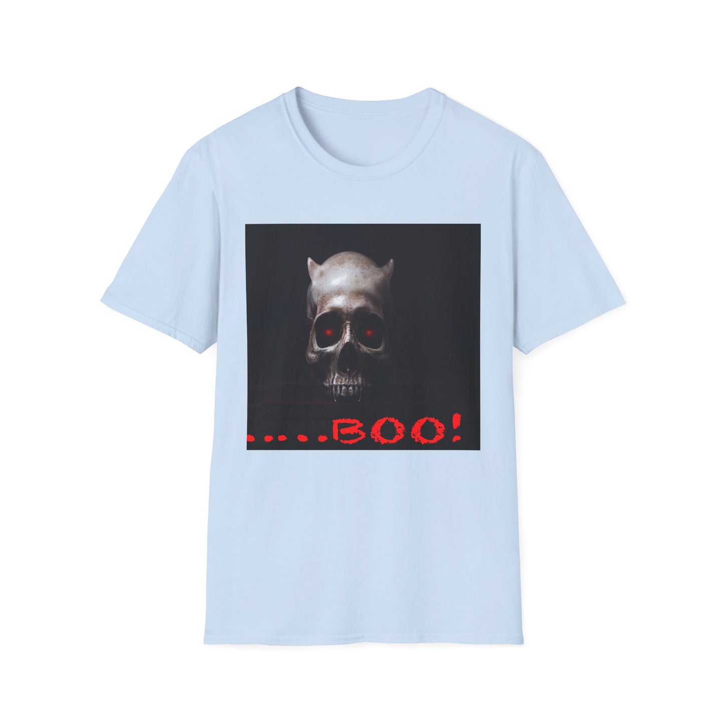 Spooky Skull BOO Halloween Tee, Unisex Softstyle T-Shirt, Halloween Apparel, Casual Ghost Shirt, October Fun Wear, Boo T-Shirt