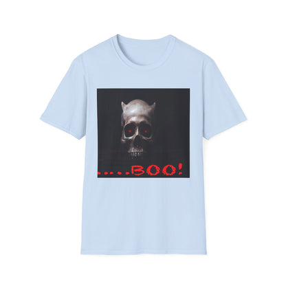 Spooky Skull BOO Halloween Tee, Unisex Softstyle T-Shirt, Halloween Apparel, Casual Ghost Shirt, October Fun Wear, Boo T-Shirt