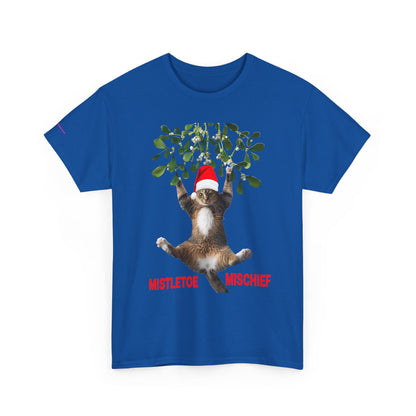 Christmas Cat & Mistletoe Tee — "Mistletoe Mischief" Holiday T-Shirt
