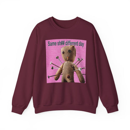 Voodoo Doll Funny Graphic Crewneck Sweatshirt, Casual Everyday Wear, Perfect Gift for Friends & Family, Humor, Quirky Style, Unisex