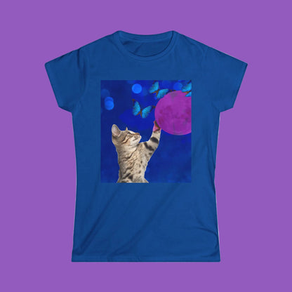 Playful Tabby and Pink Moon Softstyle Tee