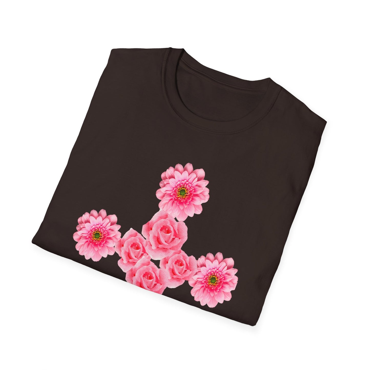 Floral Pink Rose Cross T-Shirt