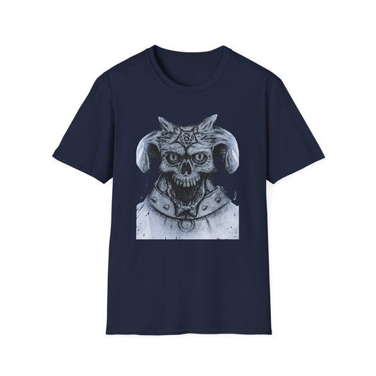 Edgy Graphic Tee: Unisex Softstyle T-Shirt with Skull Design, Art Lover Gift, Halloween Costume, Casual Wear, Unique Artwork Apparel