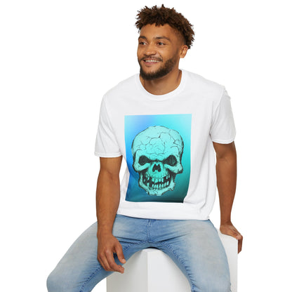 Skull Graphic  Bright Colored Unisex Softstyle T-Shirt, Edgy Tee, Casual Wear, Festival Apparel, Gift for Horror Fans, Halloween Clothing
