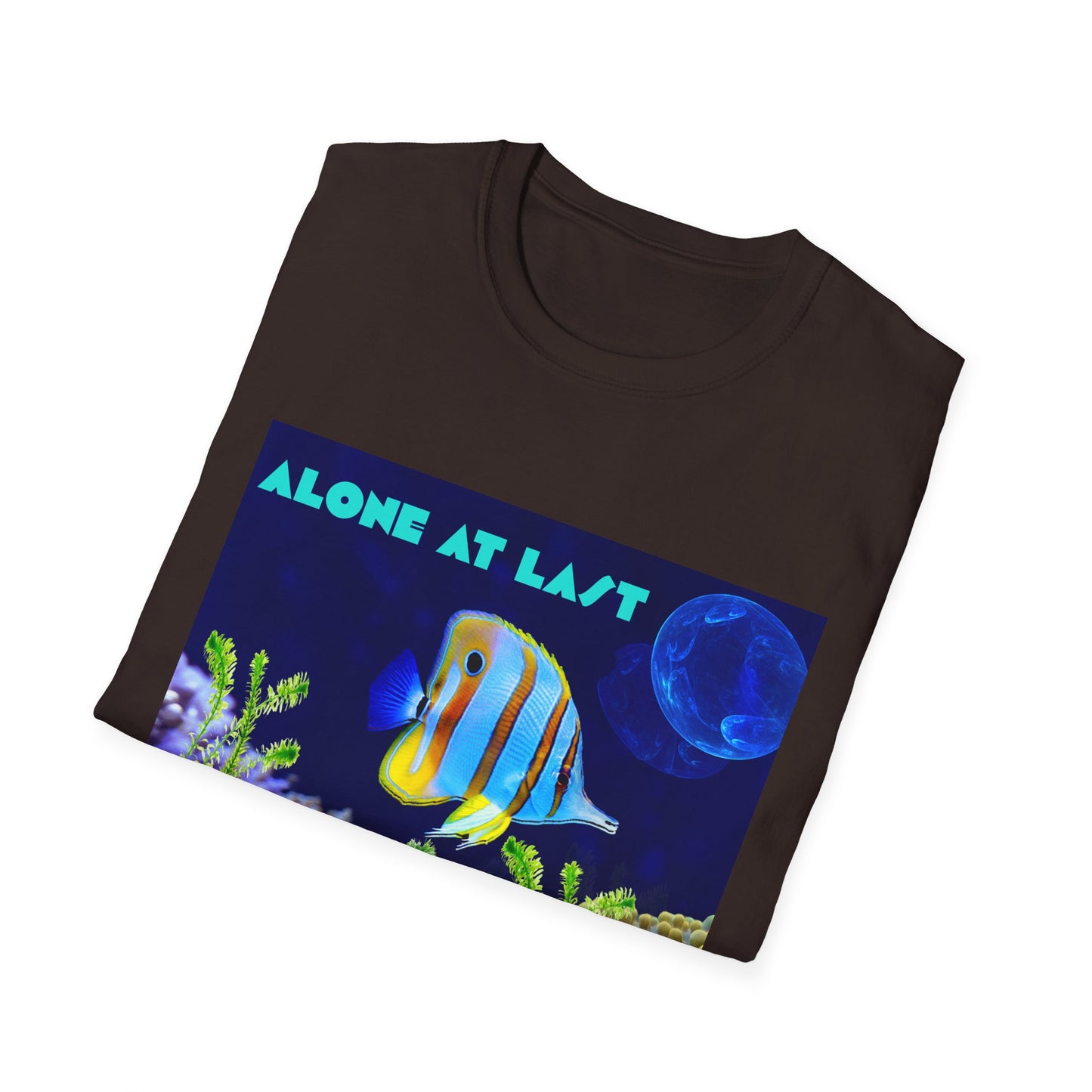 Underwater Adventure T-Shirt - (alone at last)Cool Sea Life Tee, Fish Shirt, Ocean Lover Gift, Beach Day Wear, Casual Summer Style, Swimwear