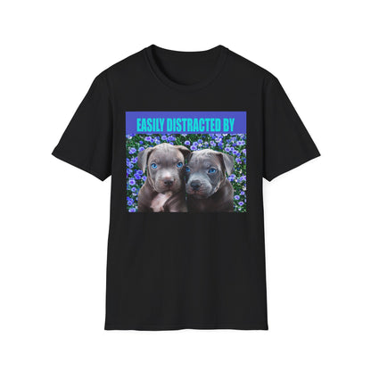 Easily Distracted by Puppies Cute Dog Lover T-Shirt, Easily Distracted by Dogs Tee, Perfect Gift for Pet Owners, Animal Lover Apparel, Casual Everyday Wear