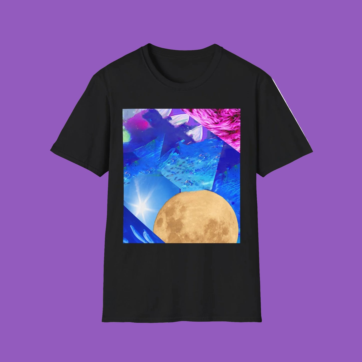 Colorful Moonlit Distorted Vibes Unisex T-Shirt, Graphic Tee