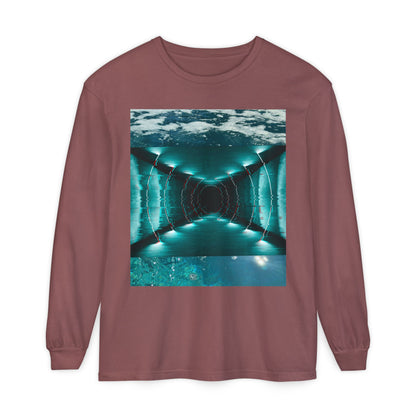 Abstract Fluid Unisex Garment-dyed Long Sleeve T-Shirt