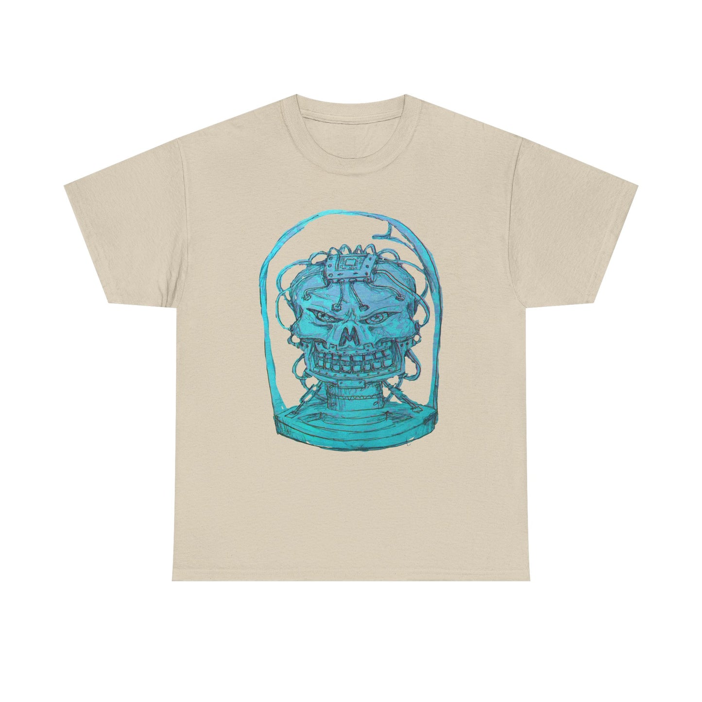 Vibrant Turquoise skull original design Unisex Heavy Cotton Tee