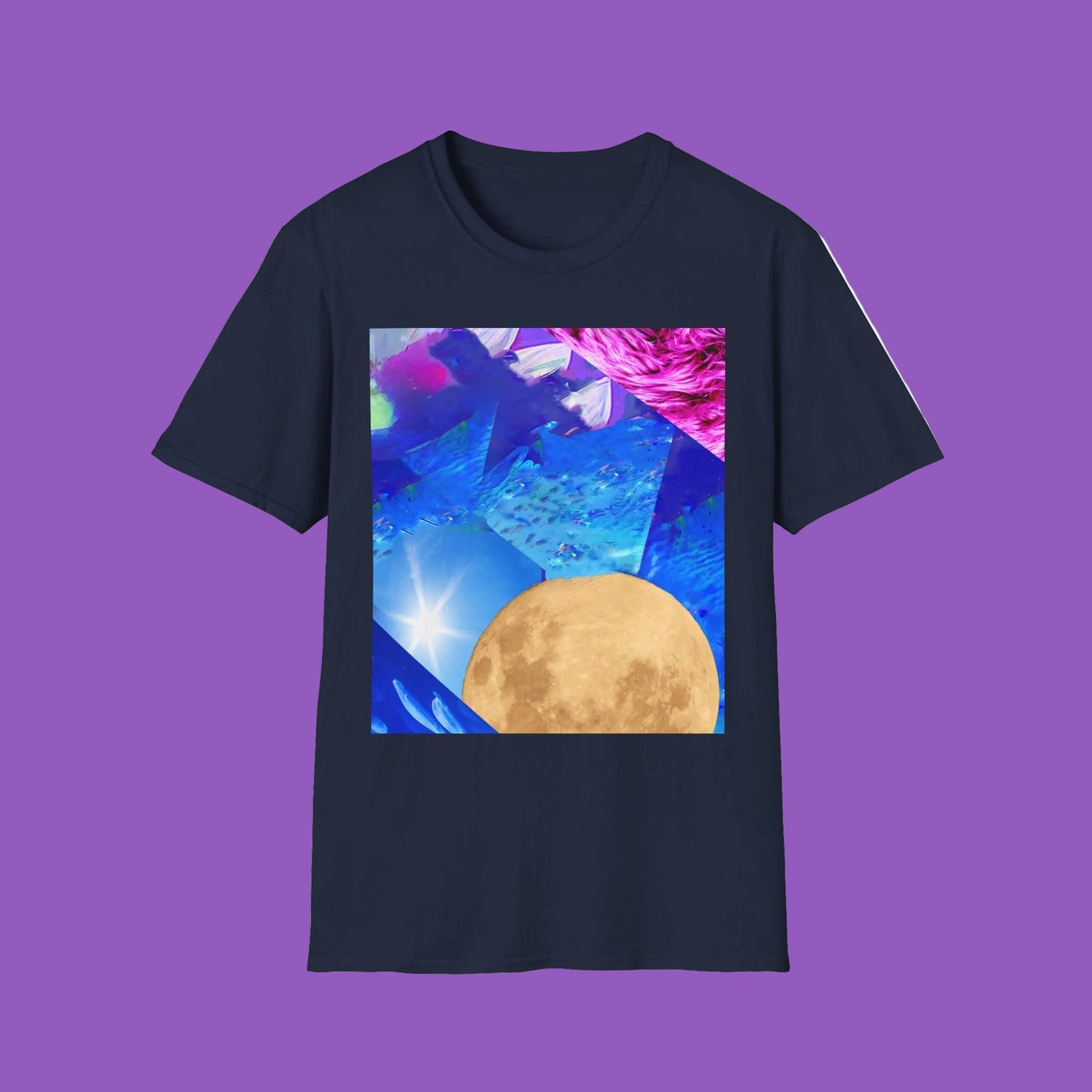 Colorful Moonlit Distorted Vibes Unisex T-Shirt, Graphic Tee