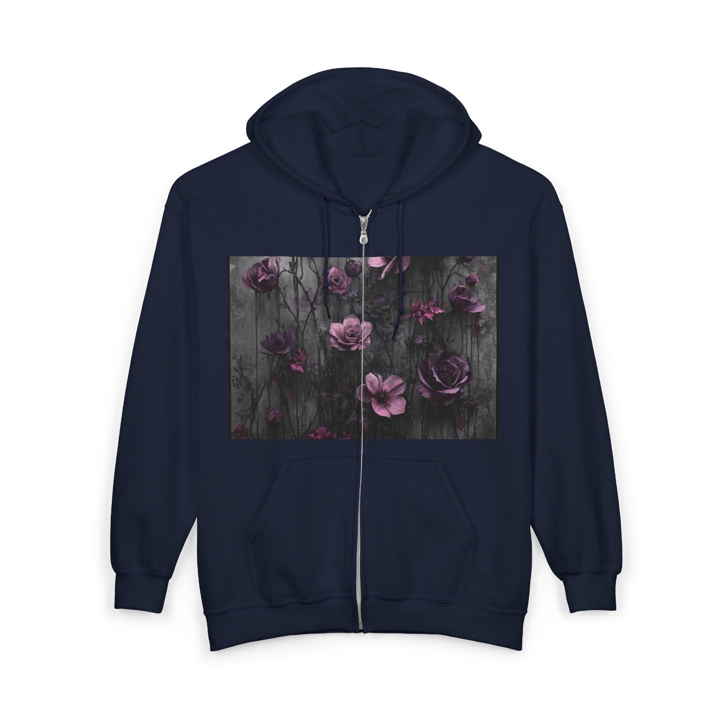 Floral Art Full Zip Hoodie, Cozy Zip-Up Sweatshirt, Great for Fall Fashion, Gift for Her, Perfect for Layering, Everyday Comfort