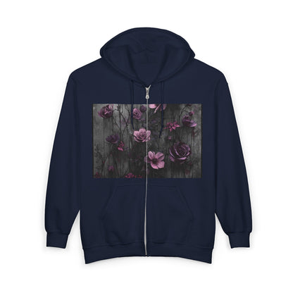 Floral Art Full Zip Hoodie, Cozy Zip-Up Sweatshirt, Great for Fall Fashion, Gift for Her, Perfect for Layering, Everyday Comfort