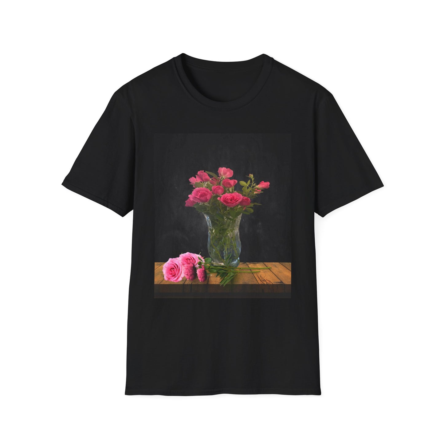 Floral Long Stemmed Red Roses Bouquet T-Shirt, Softstyle Tee Inspired by Nature, Gift for Garden Lovers, Spring/Summer Fashion, Flowers Design