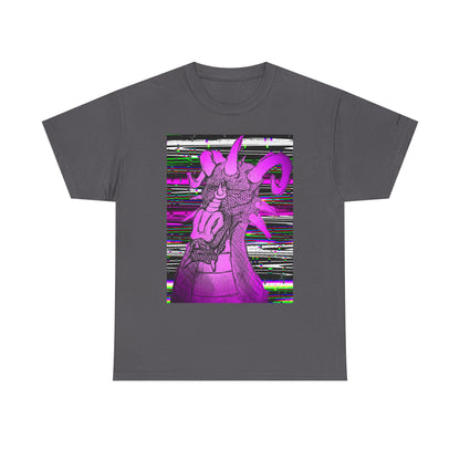Vaporwave Dragon T-Shirt — Glitch Art Neon Purple Dragon Tee