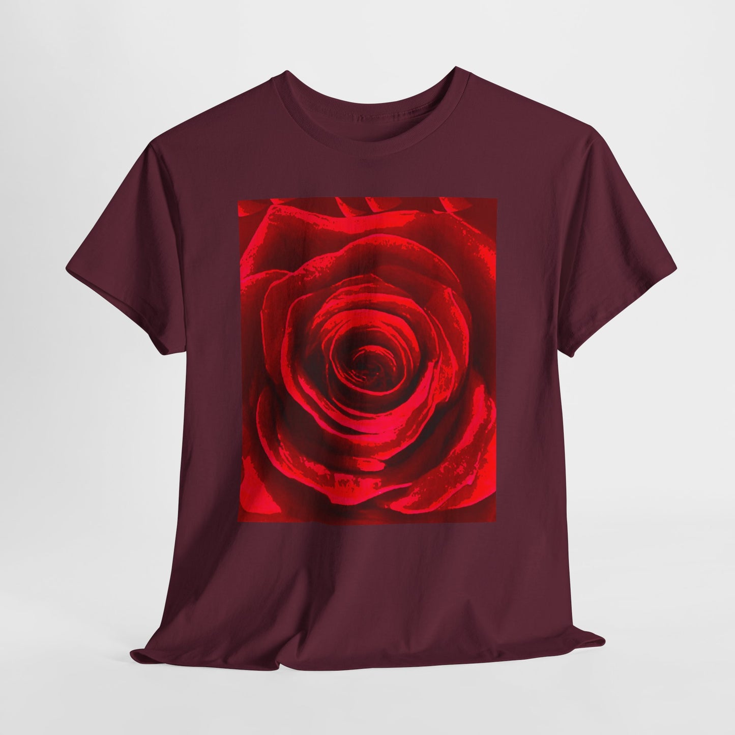 Romantic Rose Unisex Heavy Cotton Tee, Gift for Valentine's Day, Floral Shirt, Casual Wear, Love, Nature Lover Tee