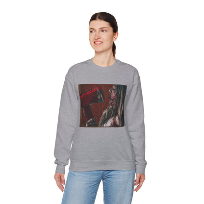 Halloween Horror Girl with Axe Sweatshirt, Unisex Crewneck, Horror Movie Fan Apparel, Halloween Costume Layering