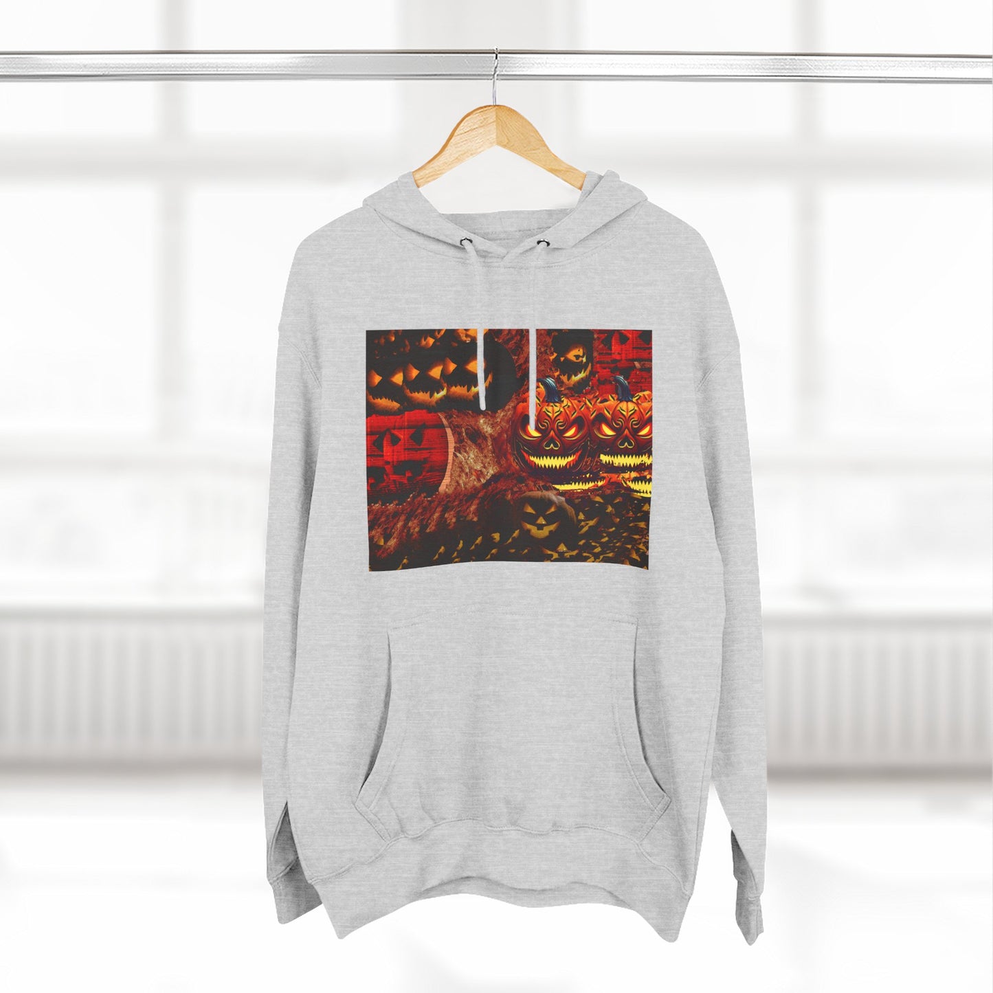 Halloween Distorted Pumpkin Three-Panel Fleece Hoodie