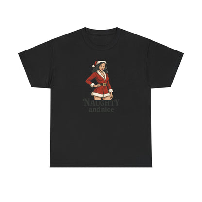 Unisex naughty and nice heavy weight Cotton Tee