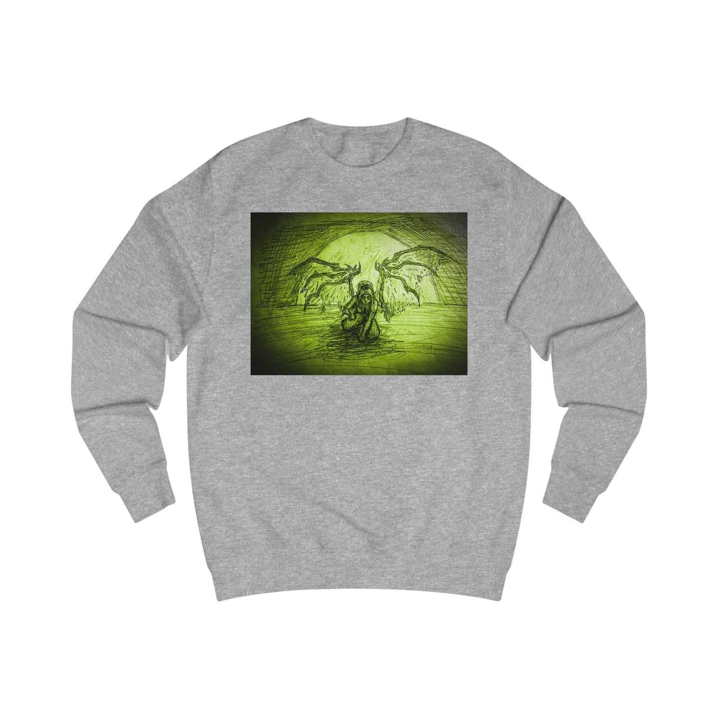 Gothic  Art Original Female Elf Scary  graphic Unisex Sweatshirt - Spooky Fashion, Halloween Apparel, Graphic Sweatshirt, Unique Gift, Cozy Casual Wear