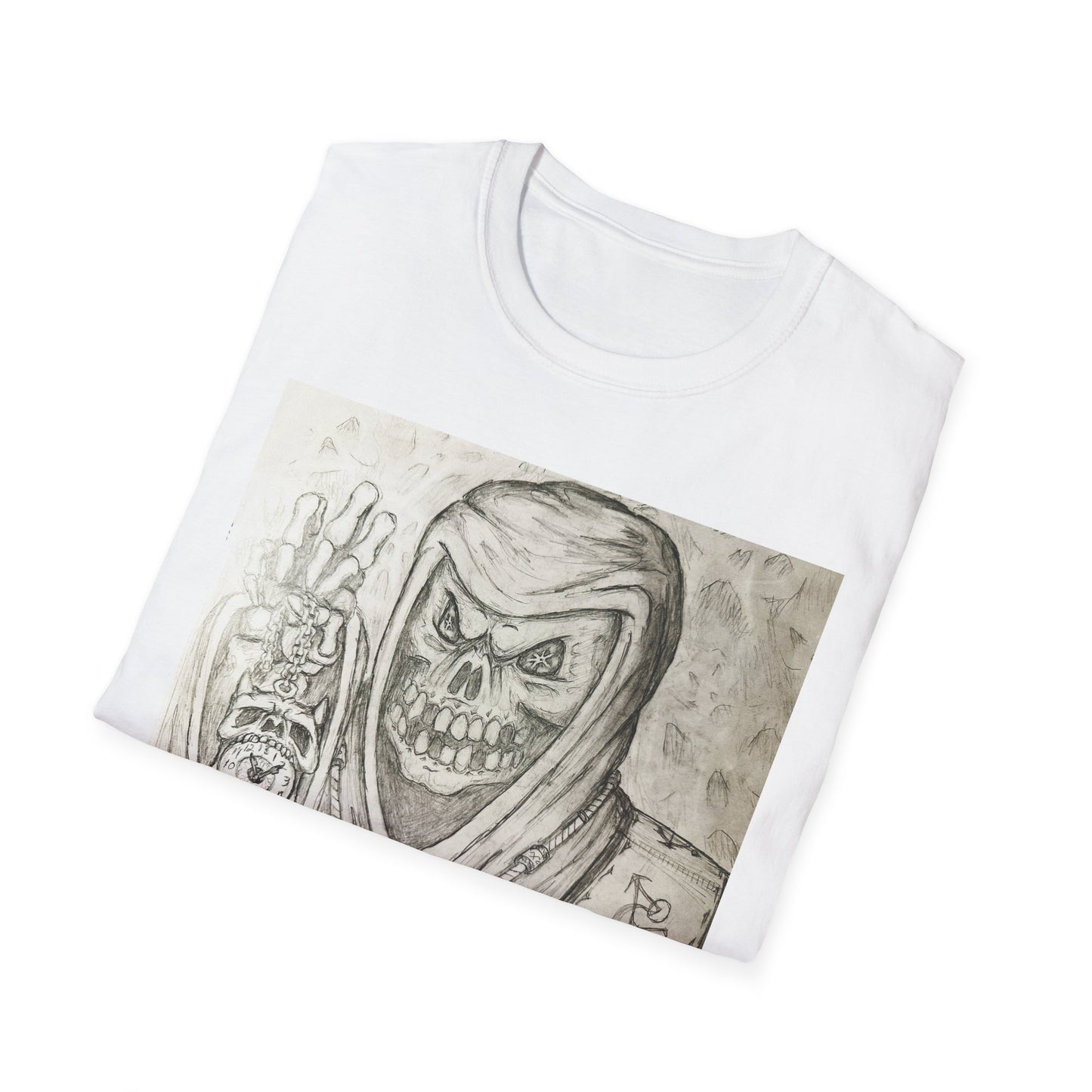 Grim Reaper Graphic Tee | Unisex Softstyle T-Shirt, Halloween Apparel, Edgy Fashion, Unique Gift, Gothic Style, Casual Wear