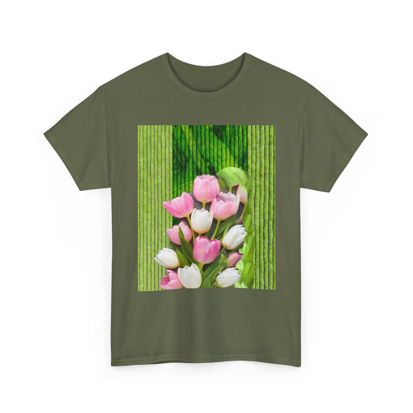 Textured Tulips Unisex Heavy Cotton Tee - Vibrant Spring Blossom T-Shirt, Everyday Wear, Gift for Plant Lovers, Mother's Day Apparel, [...]