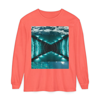 Abstract Fluid Unisex Garment-dyed Long Sleeve T-Shirt