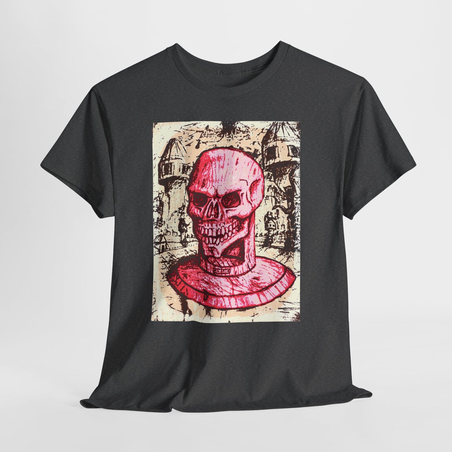 Vibrant Skull Graphic Tee, Unisex Heavy Cotton Shirt, Art Tee, Halloween Apparel, Edgy Casual Wear, Unique Gift