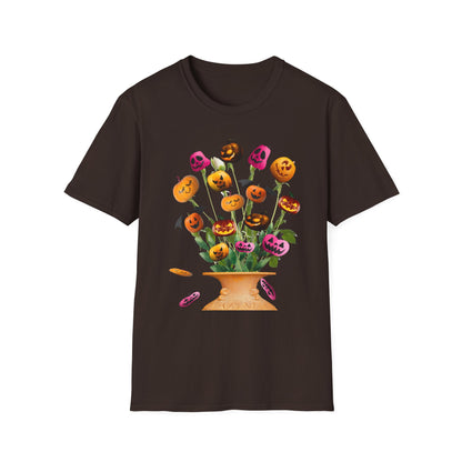 Halloween Pumpkin Bouquet T-Shirt, Cute Fall Tee, Unisex Graphic Shirt, Ideal for Halloween Parties, Seasonal Gift Idea