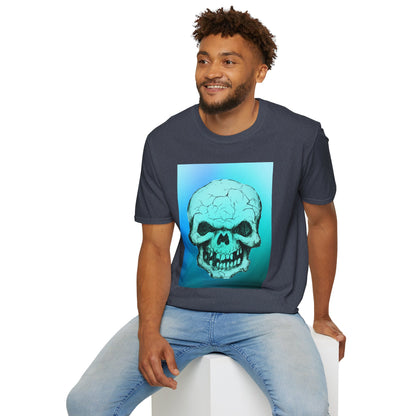 Skull Graphic  Bright Colored Unisex Softstyle T-Shirt, Edgy Tee, Casual Wear, Festival Apparel, Gift for Horror Fans, Halloween Clothing