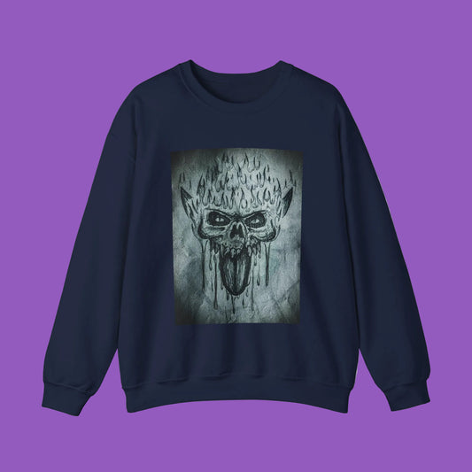 Skull Hyena Crewneck Sweatshirt - Original Hand Drawn Design