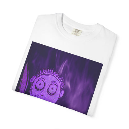 Horror Cartoon T-Shirt — Creepy Knife Kid with Broken Bunny Graphic