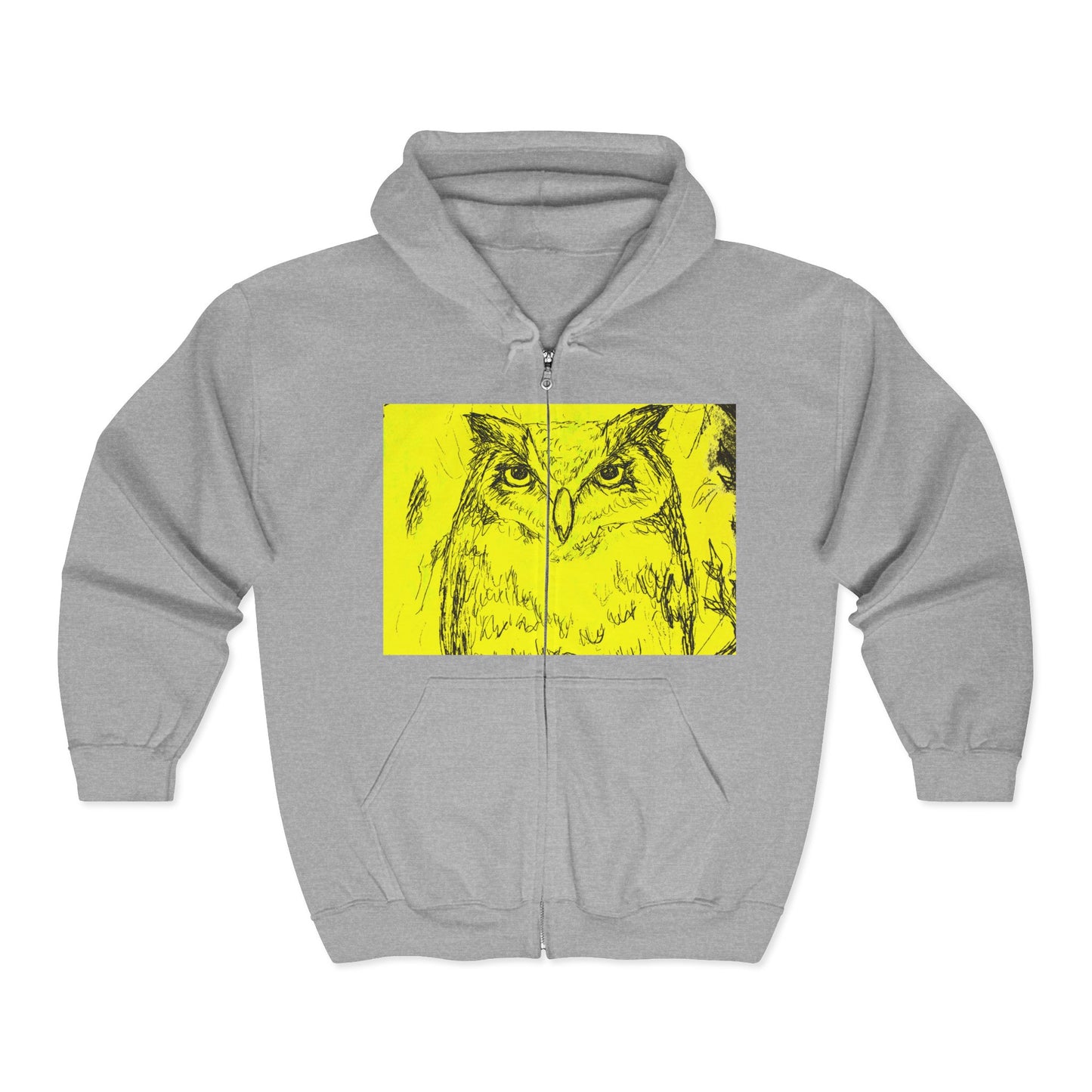 Owl Art Zip-Up Hoodie | Cozy Unisex Sweatshirt for Nature Lovers | Gift for Bird Watchers, Halloween Outfit, Cute Owl Design