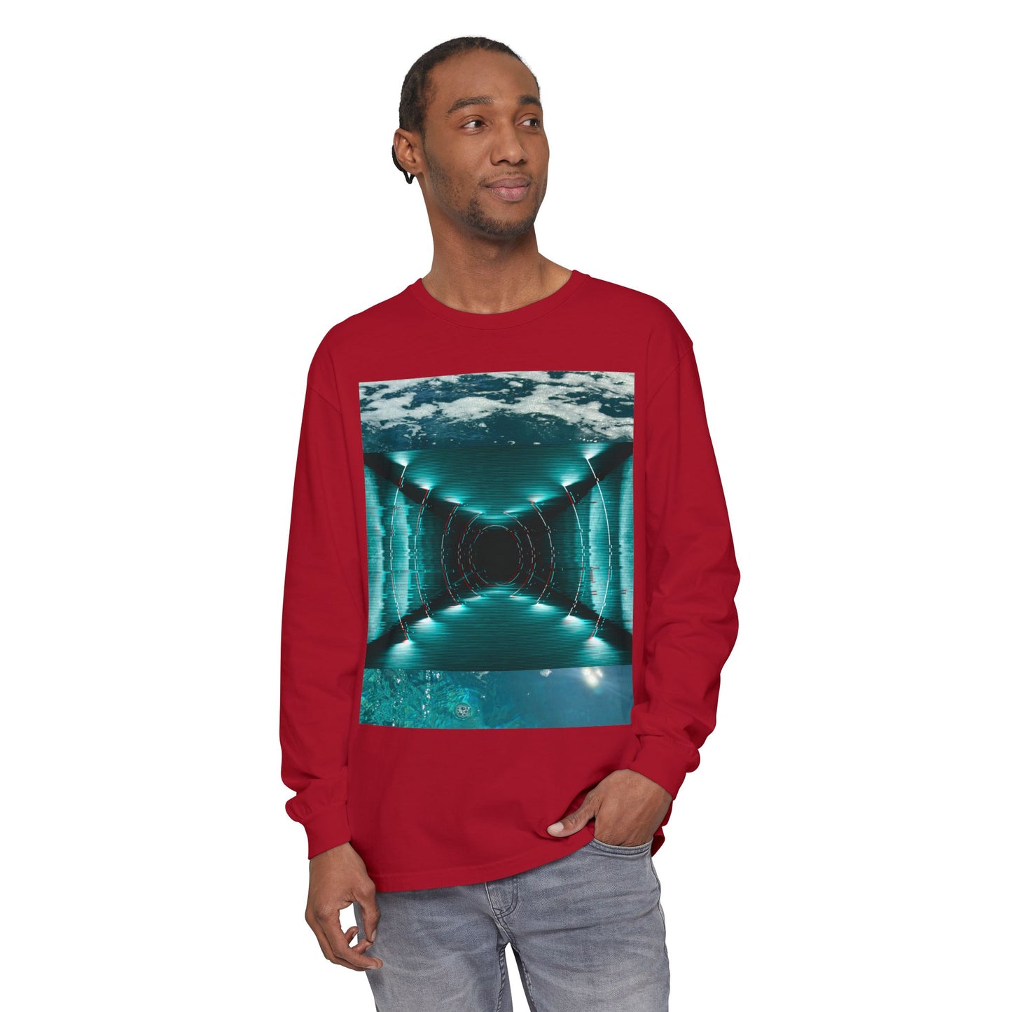 Abstract Fluid Unisex Garment-dyed Long Sleeve T-Shirt