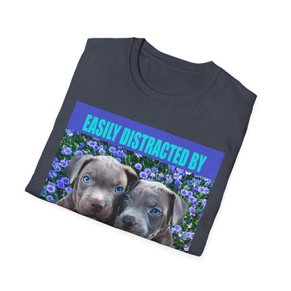 Easily Distracted by Puppies Cute Dog Lover T-Shirt, Easily Distracted by Dogs Tee, Perfect Gift for Pet Owners, Animal Lover Apparel, Casual Everyday Wear