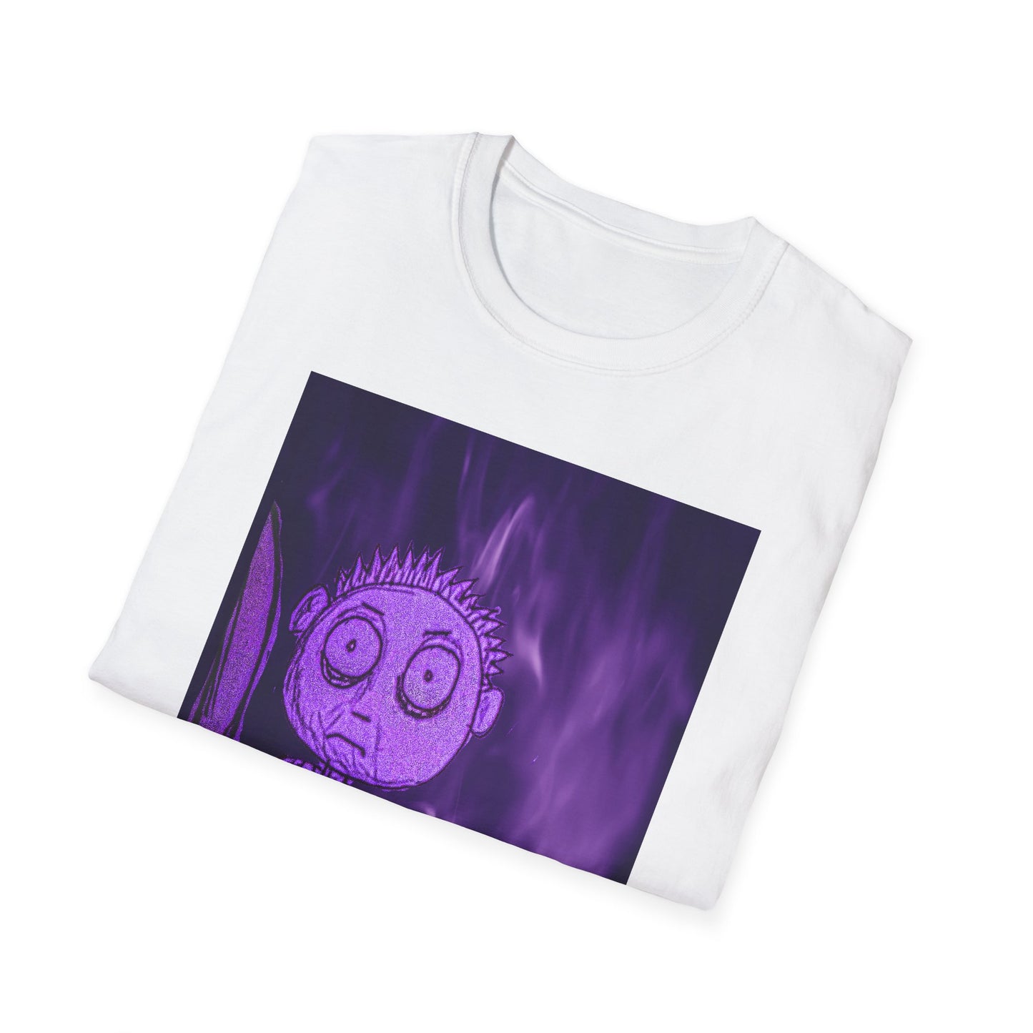 Gothic Purple Cartoon Horror Tee — Knife Kid with Teddy Graphic T-Shirt